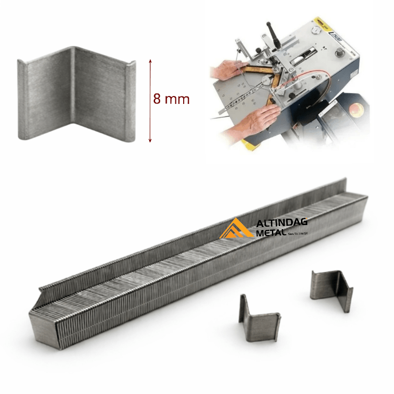 8 mm Agraf Çerçeve Köşe Çivisi – 45° V Çivi | Yerli Üretim | 4000 Adet