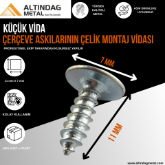 KÜÇÜK VİDA - ÇERÇEVE ASKILARININ ÇELİK MONTAJ VİDASI