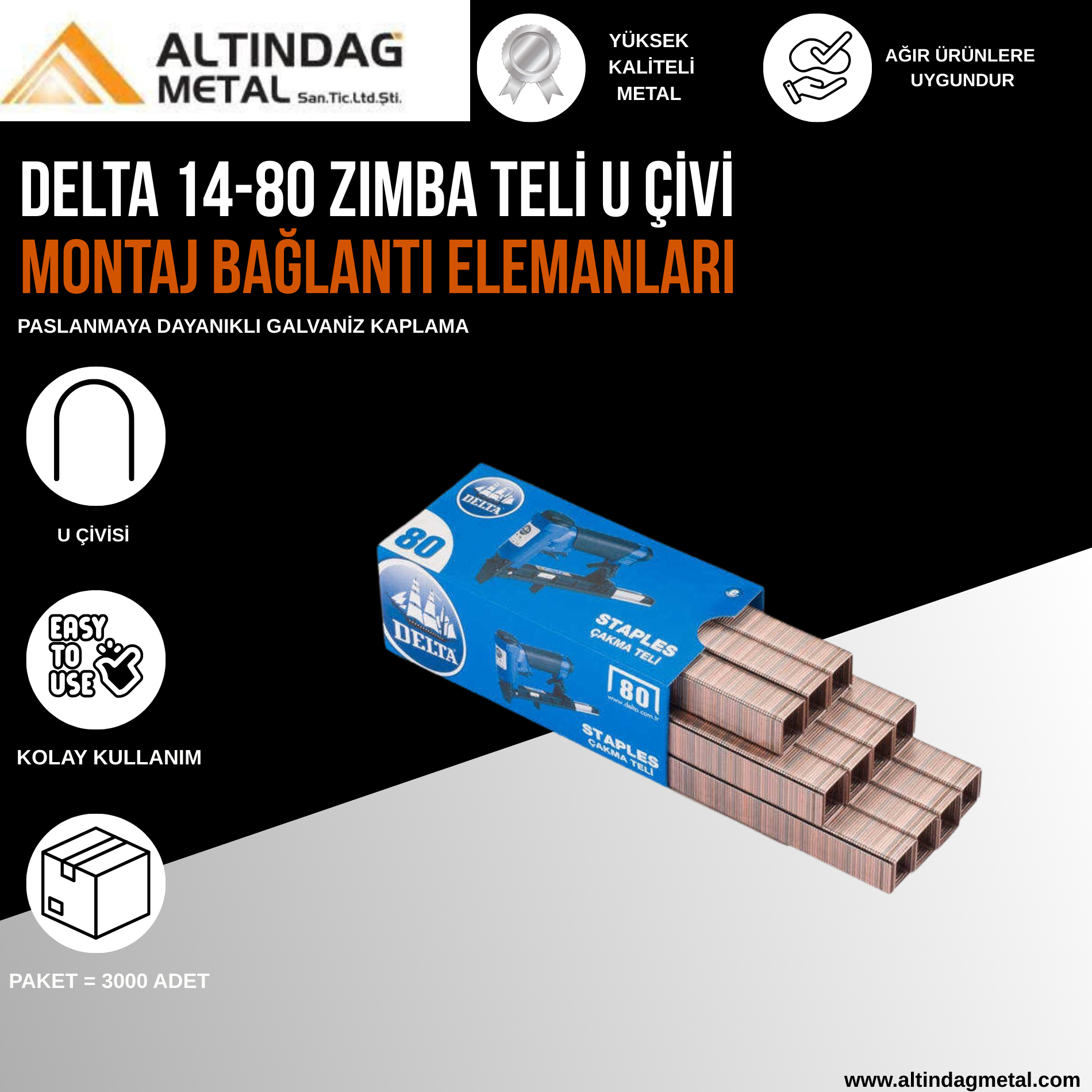 DELTA 14-80 ZIMBA TELİ U ÇİVİ - MONTAJ BAĞLANTI ELEMANLARI
