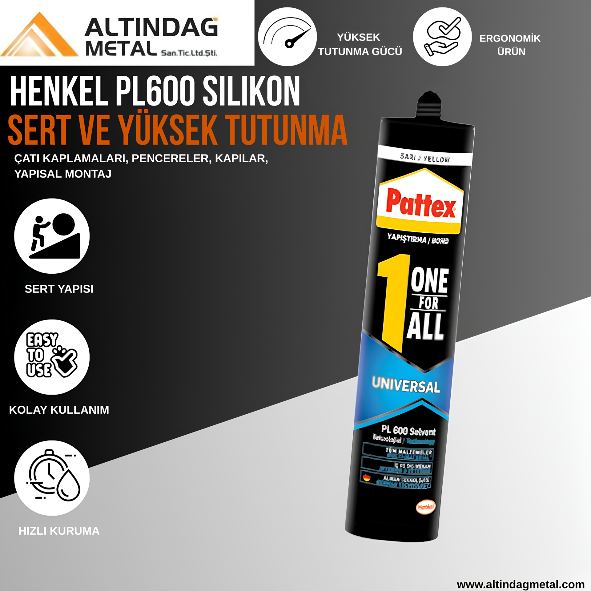 Henkel PL600 Silikon - Sert ve Yüksek Tutunma (375Gram)