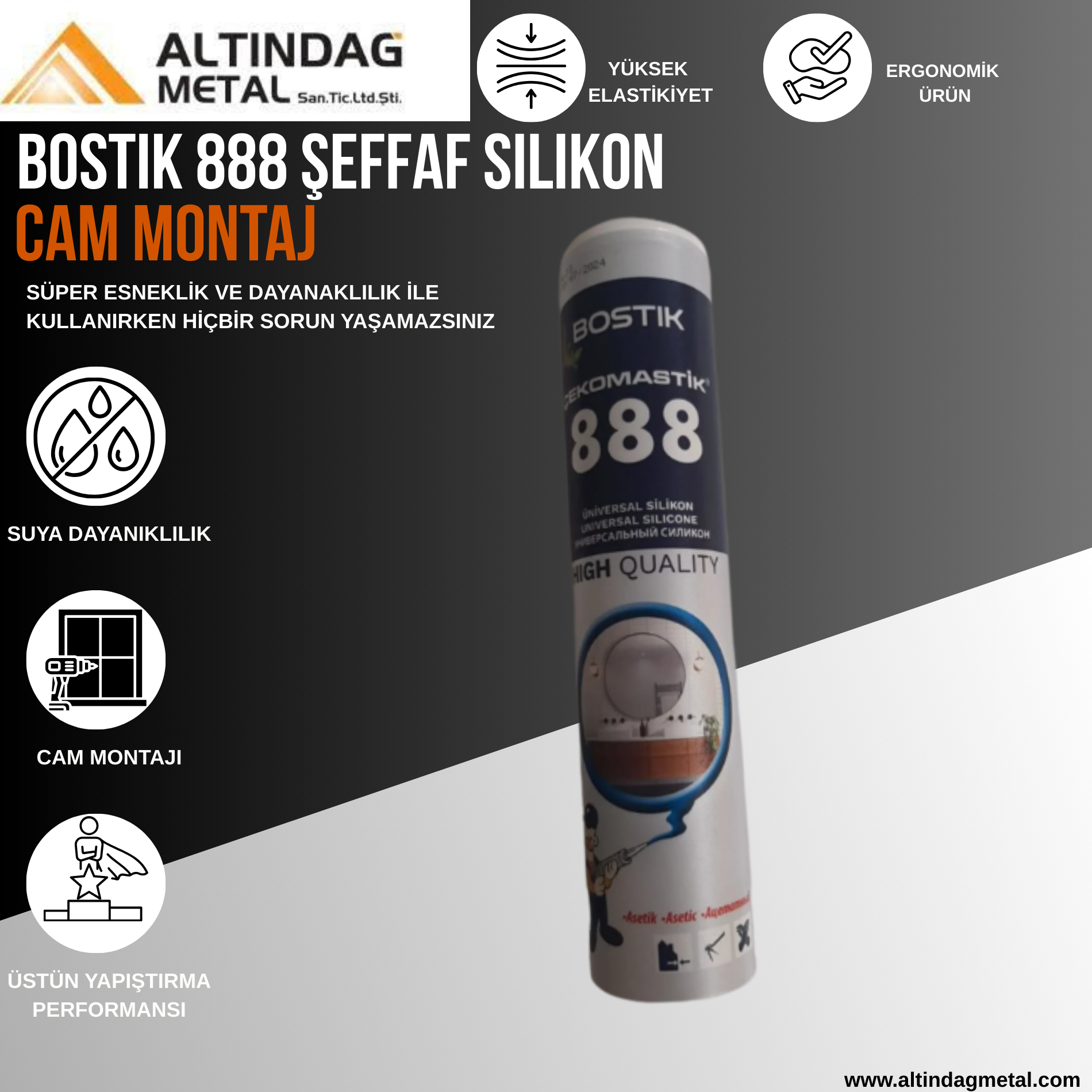 Bostik 888 Şeffaf Silikon - Cam Montaj