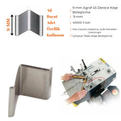 9 MM AGRAF - 20 PAKET - 45 DERECE KÖŞE BİRLEŞTİRME - YERLİ ÜRETİM - KOŞULSUZ İADE GARANTİLİ