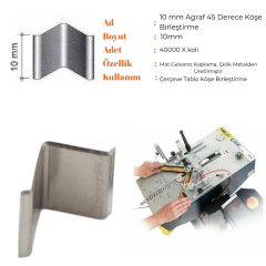 10 MM AGRAF - 20 PAKET - 45 DERECE KÖŞE BİRLEŞTİRME - YERLİ ÜRETİM - KOŞULSUZ İADE GARANTİLİ