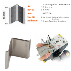 15 MM AGRAF - 20 PAKET - 45 DERECE KÖŞE BİRLEŞTİRME - YERLİ ÜRETİM - KOŞULSUZ İADE GARANTİLİ
