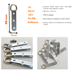 3 Vidalı Askı Aparatı – Büyük Boy Çerçeve, Tablo, Ayna ve Cam Montajı (100’lü Paket)