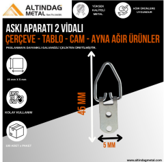2 Vidalı Askı Aparatı – Çerçeve, Tablo, Ayna ve Cam Gibi Ağır Ürünler İçin