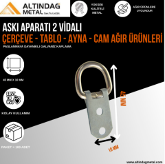 Büyük Boy 2 Vidalı Askı Aparatı – Çerçeve, Ayna, Cam ve Tablo İçin (100 Adet)