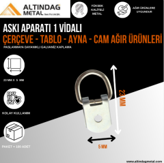 1 Vidalı Çerçeve Askı Aparatı – Tablo, Ayna ve Cam Montajı İçin Pratik ve Dayanıklı Çözüm
