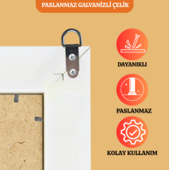 2 Vidalı Askı Aparatı – Orta Boy | Çerçeve, Tablo, Ayna ve Cam Montajı İçin Galvanizli, Dayanıklı Metal Asma Parçası
