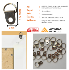1 Vidalı Askı Aparatı – Küçük Boy | Çerçeve, Tablo, Cam ve Ayna Montajı İçin Galvanizli Metal Asma Parçası