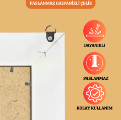 1 Vidalı Askı Aparatı – Küçük Boy | Çerçeve, Tablo, Cam ve Ayna Montajı İçin Galvanizli Metal Asma Parçası