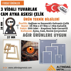 3 VİDALI YUVARLAK ASKI -  AYNA, CAM, ÇERÇEVE, TABLO DUVAR ASKI APARATI