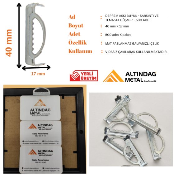 Deprem Askısı – Büyük Boy | Çerçeve, Ayna ve Tablo Duvar Askı Aparatı | Sarsıntıya Karşı Düşmeyi Önler