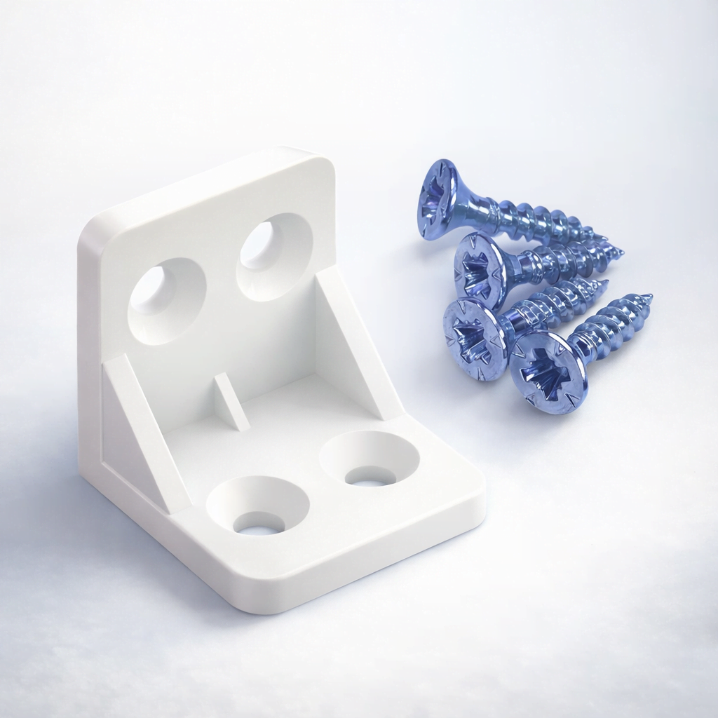 L Köşe Plastik Bağlantı Aparatı | Vidalı Mobilya Köşe Birleştirici (Vida Dahil)