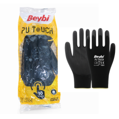 Beybi PU Touch İş Eldiveni | Poliüretan Kaplı, Parmak Hassasiyetli, Gıda Uyumlu